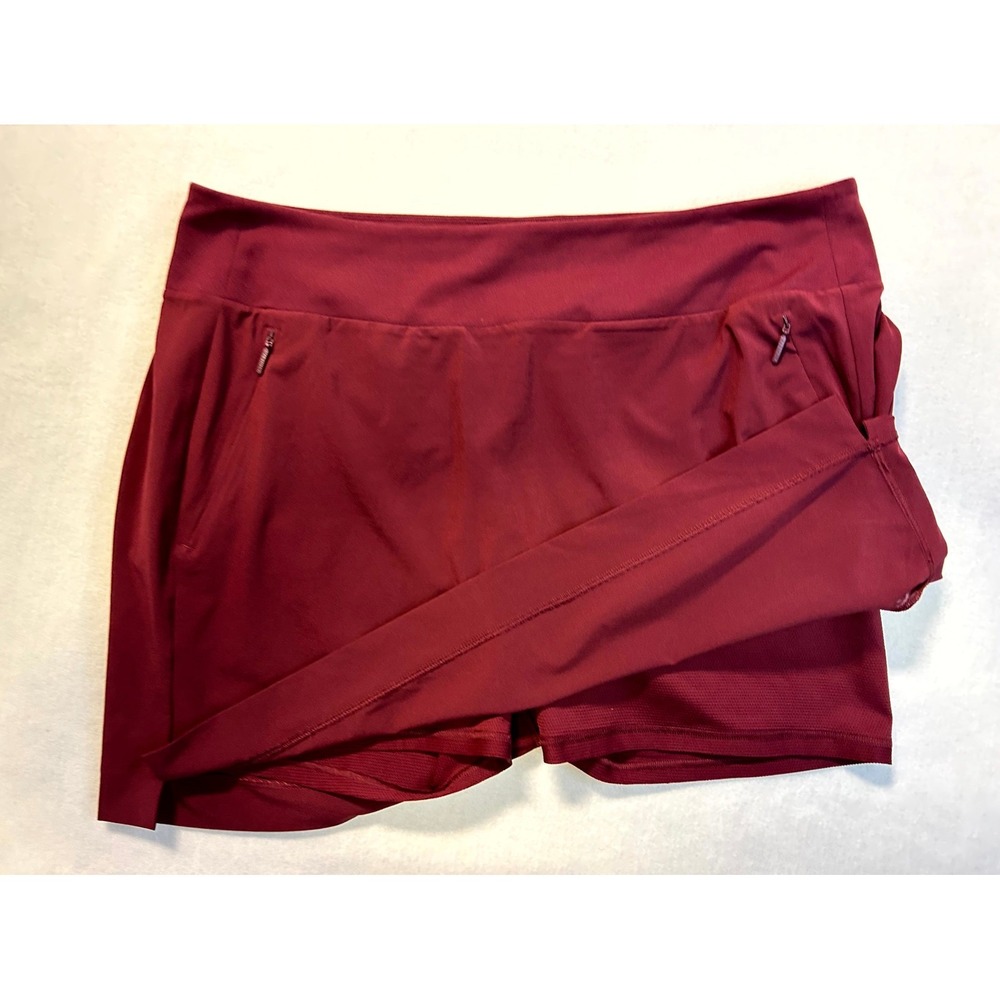 Athleta Soho Skort Wine Maroon Short + Skirt Zip Pockets Stretch Plus Size 16 - Picture 3 of 12